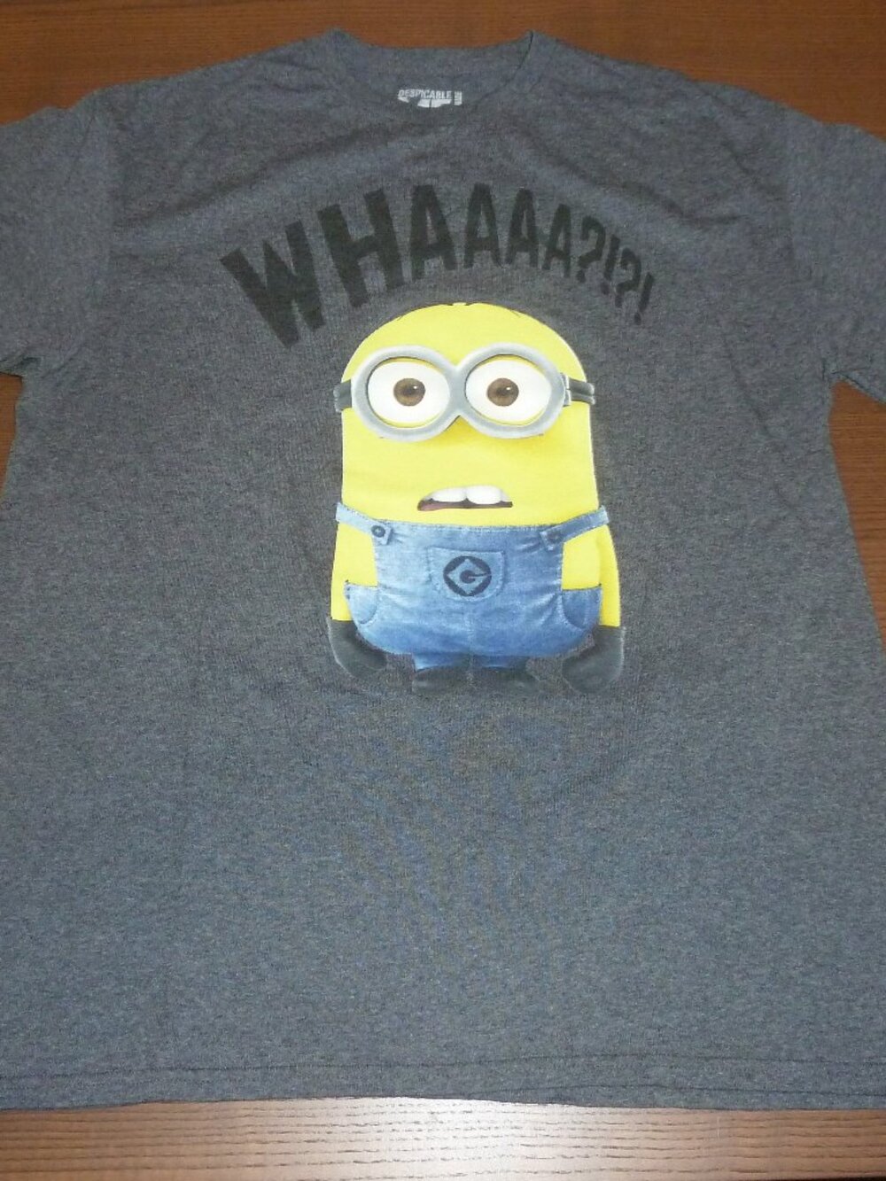 Despicable Me Minions Shirt Mens Large Gray WHAAAA Graphic T-Shirt Movie
